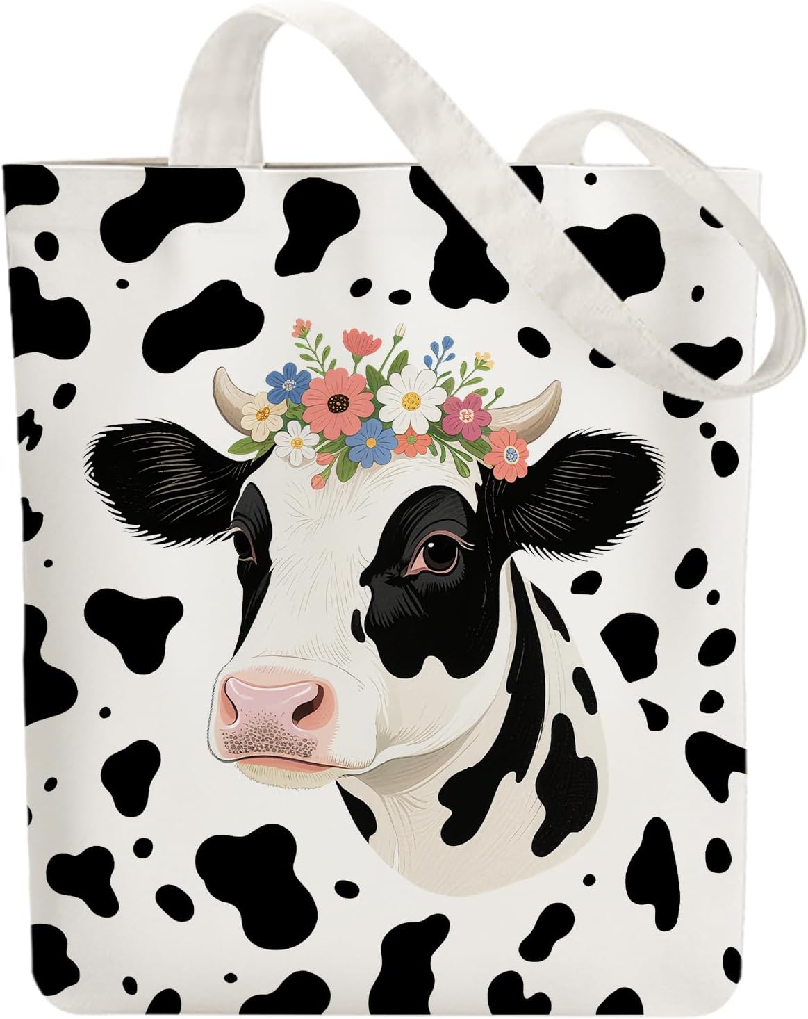 ANATTASOUL Canvas Tote Bag Reusable Cotton Bag for Women, Large 14.96"x 15.74" Cloth Shoulder Bags with Zipper Pockets