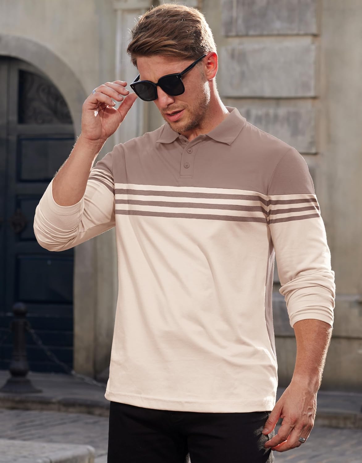 Men Casual Striped Polo Classic Long Sleeve Regular Fit Shirts (S-2XL) - Image 5