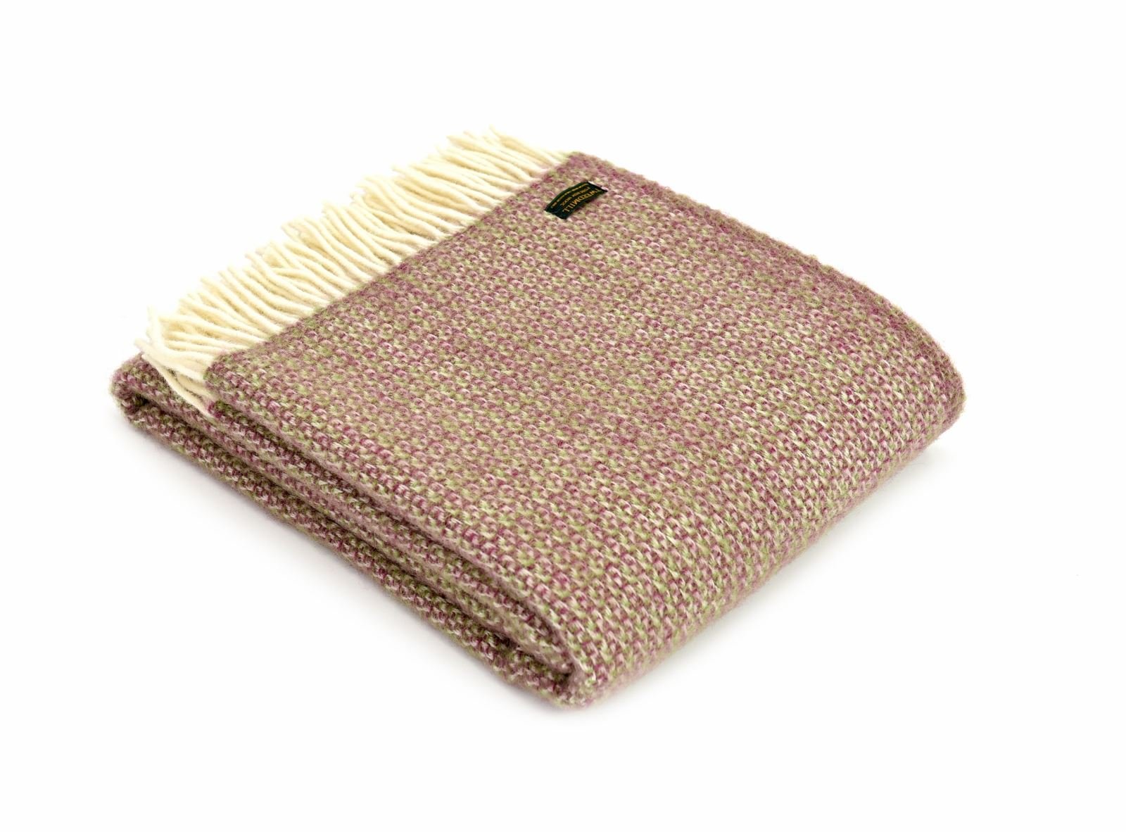 Rainbeam Raspberry Tweedmill Textiles Illusion Pure New Wool Blanket Throw Rug - /Apple - British Made