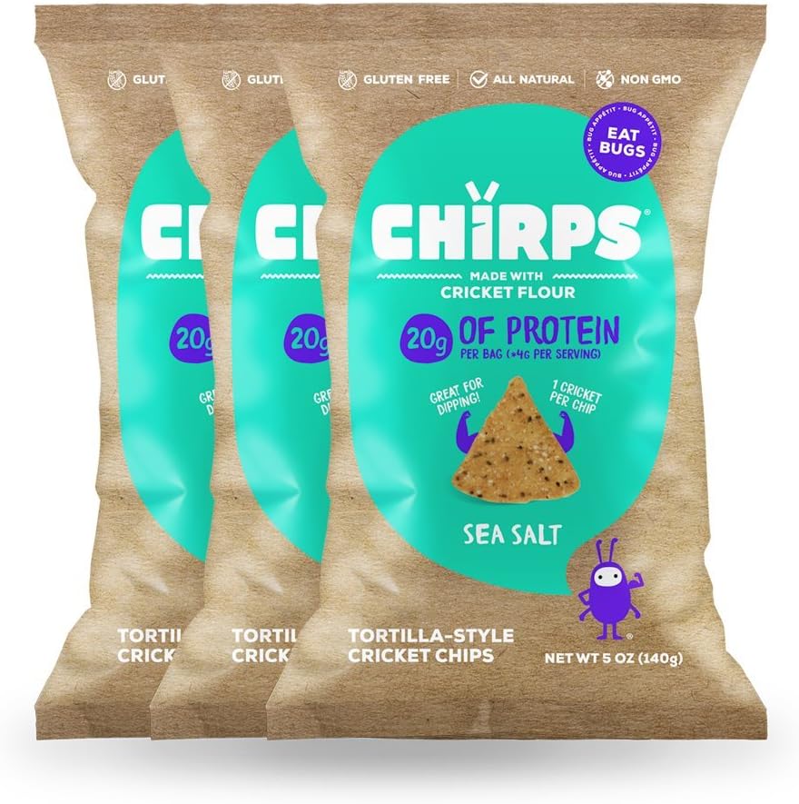 Chirps Cricket Flour Chips - 5oz. (Pack of 3) (Sea Salt)