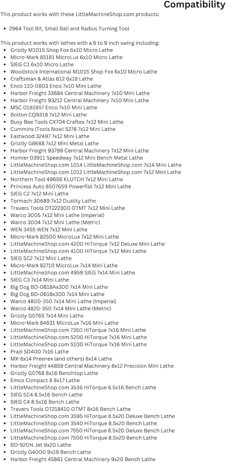 Small Ball and Radius Turning Tool - Designed to Cut Round Shapes or Curves in Brass, Aluminum, Steel, Wood or Plastic on your Bench Top Metal Lathe, LittleMachineShop.com (2569)