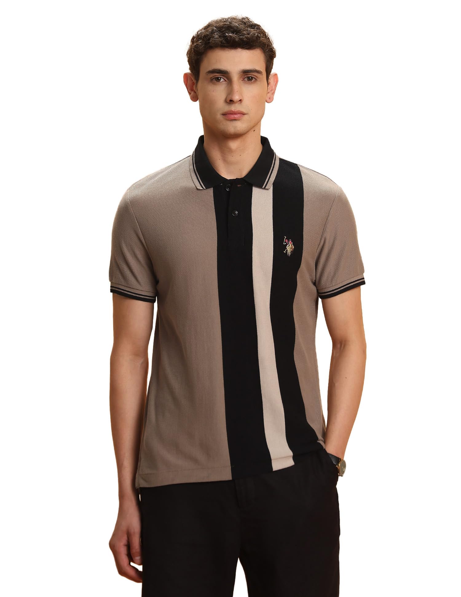 u.s. polo assn. denim co. Men's Colourblocked Legend of Horseshoe Polo Shirt-picture-34