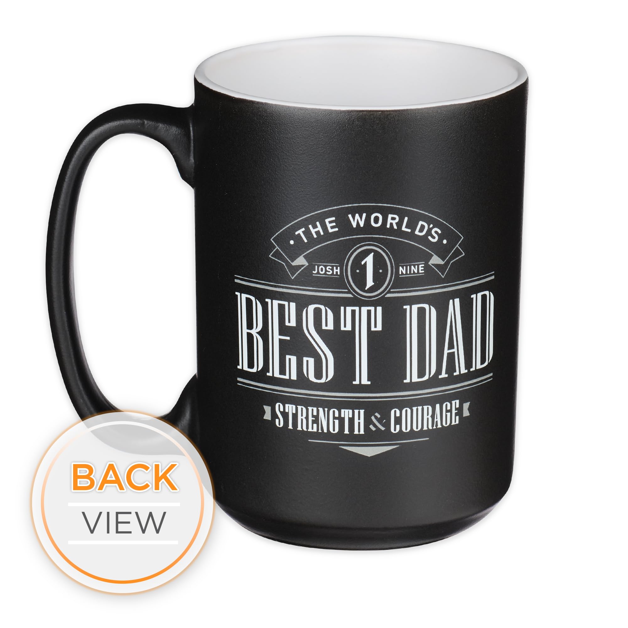 Christian Art Gifts Duży ceramiczny kubek do kawy i herbaty dla ojców i ojców: World's Best Dad Strength & Courage Inspirujący werset biblijny, nietoksyczny bezołowiowy, nadaje się do kuchenki