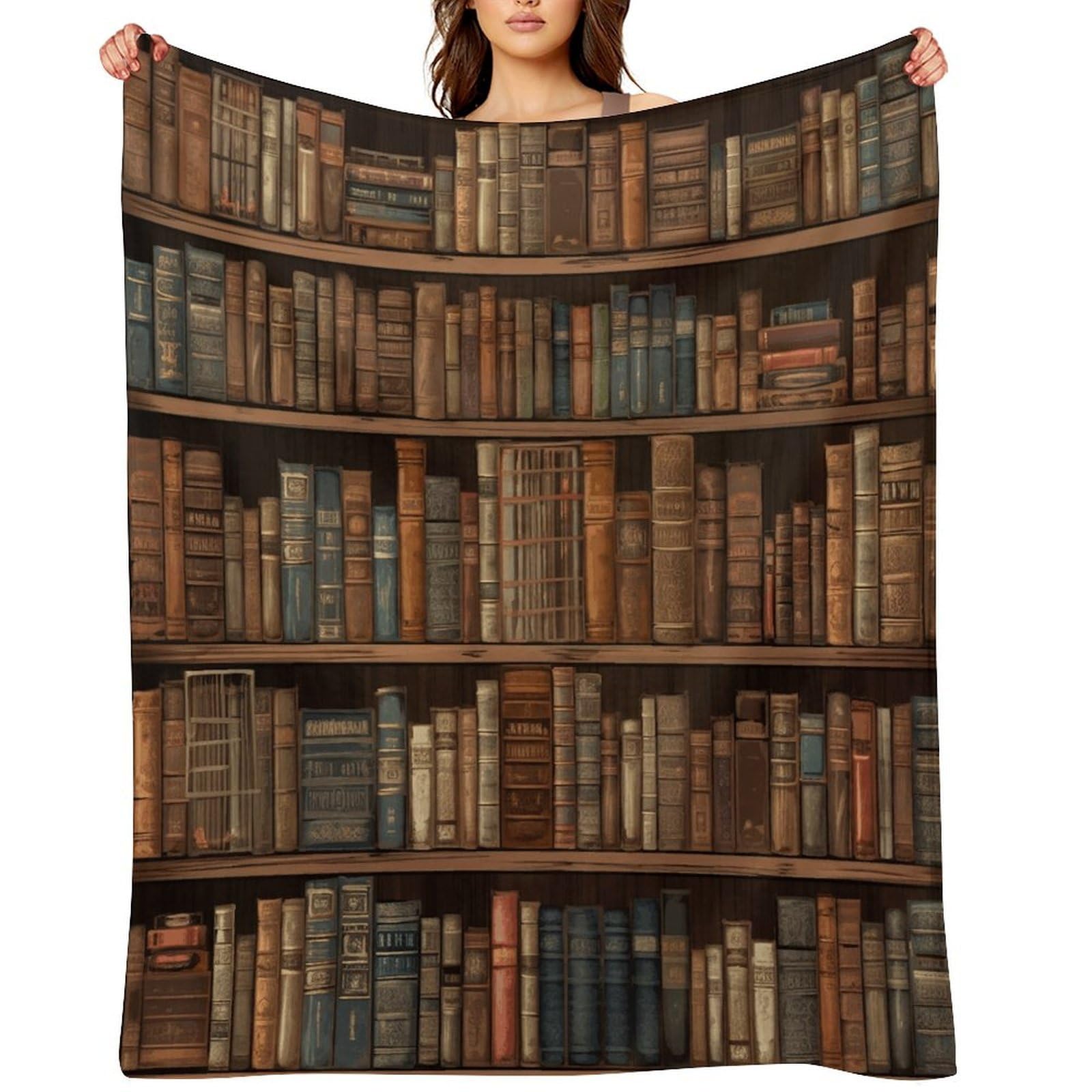 Library Bookshelf Book Throw Blanket for Couch and Bed Super Soft Warm Lightweight Throw Blankets Cozy Fuzzy Flannel Blanket Personalized Decorative Blankets for Sofa Decor 40"x50"