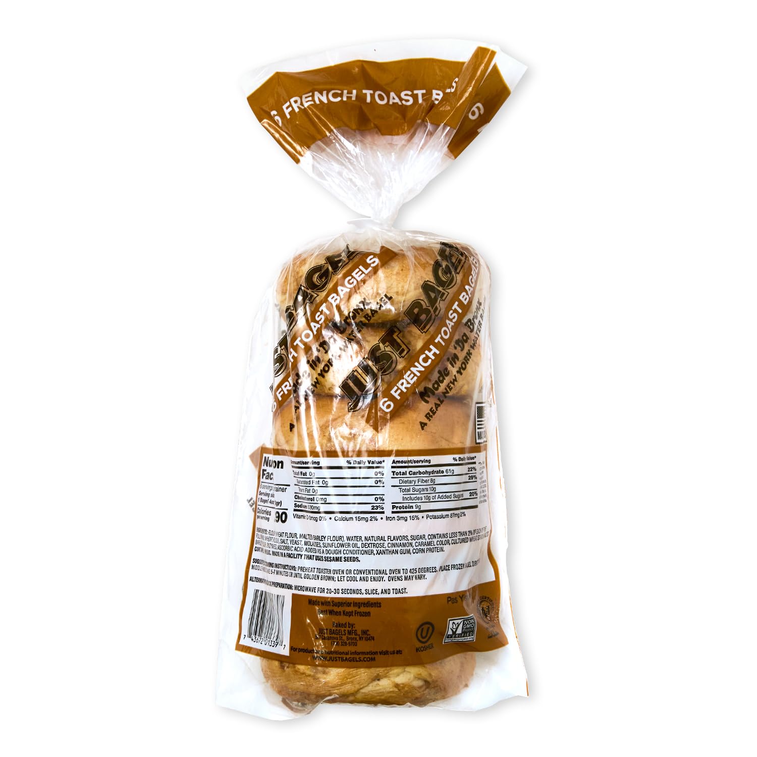 Just Bagels Mixed Bundle - 2 Bags of French Toast & 2 Bags of Cinnamon Raisin - 24 Total Bagels Non-GMO