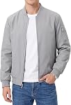 WULFUL Men's Bomber Jacket Lightweight Casual Windbreaker Zip Up Coat with Pocket
