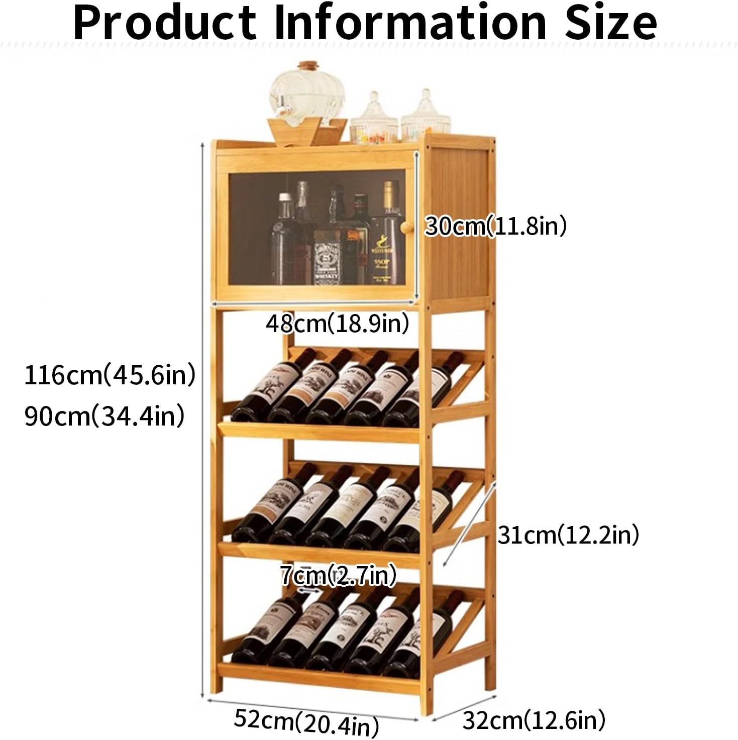 Bottle Bamboo Wine Rack Countertop+Wine Cabinet,2/3-Tier Wine Rack Shelf Insert for Cabinet,Wine Bottle Storage Shelf, Freestanding Wine Rack Bottles Stand Holder Organizer, Brown