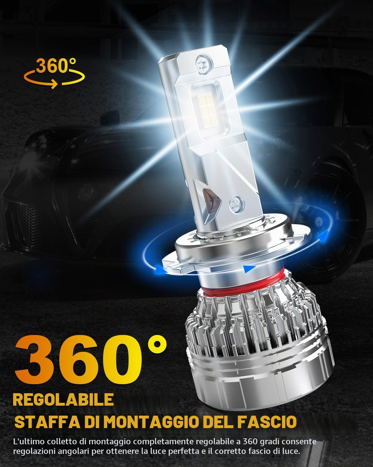 Lampadine H7 LED, 110W 30000LM 800% Brillante 6500K Bianco LED H7 Auto Fari Abbaglianti e Anabbaglianti 12V 24V Lampada Sostituzione per Alogena e Xenon, 2 Lampade