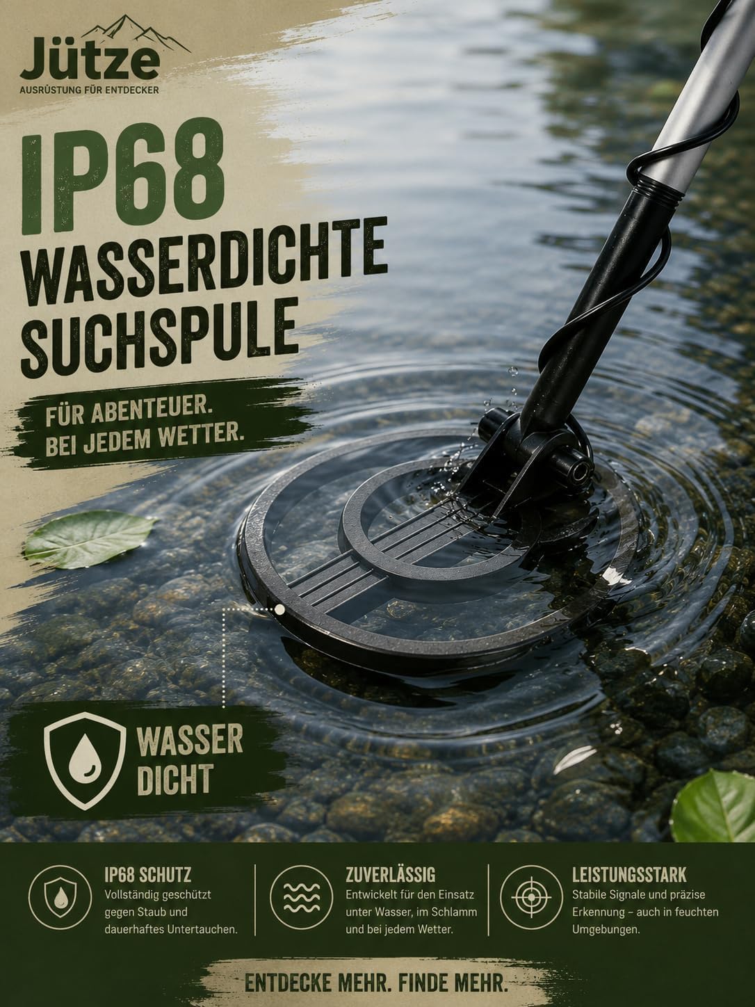 Metalldetektor für Erwachsene und Kinder, Leichter Kinder-Metalldetektor, 20 cm (8 Zoll) wasserdichte Suchspule mit verstellbarem Griff (78–103 cm), ideal für Anfänger (8–16 Jahre)