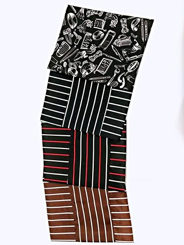 Miniatura 2 de Delantales con bolsillos, chef de aseo para lavar platos, uso comercial y doméstico (rayas blancas negras, 100% poliéster impermeable), Tiras