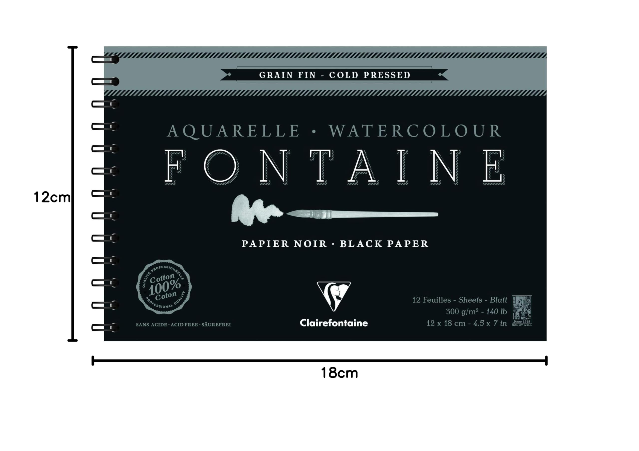 Clairefontaine 975310C blok akwarelowy spiralny Fontaine 12x18 cm 300 g