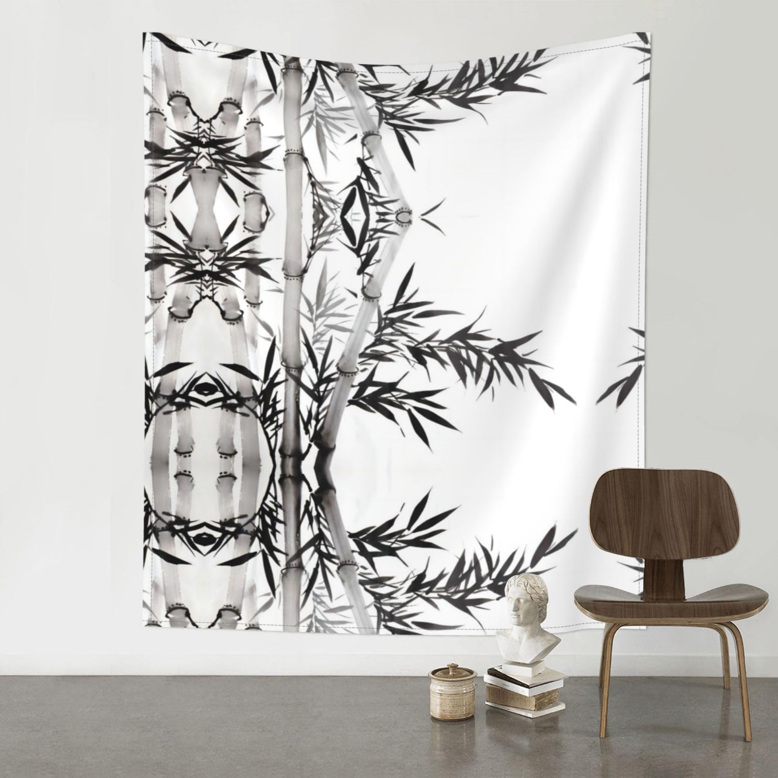 YYHWHJDE Bamboo Tree Image Chinese Calligraphy Prints 60x51in Wall Tapestry – High-Grade Polyester Throw for Dorm, Beach & Home Decor