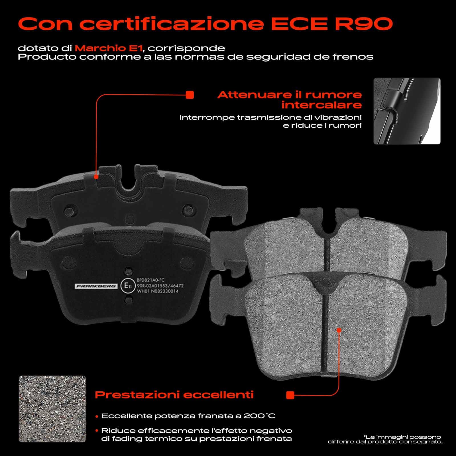 Frankberg 1 set freni incl. 2 dischi freno + 4 pastiglie freno posteriori
