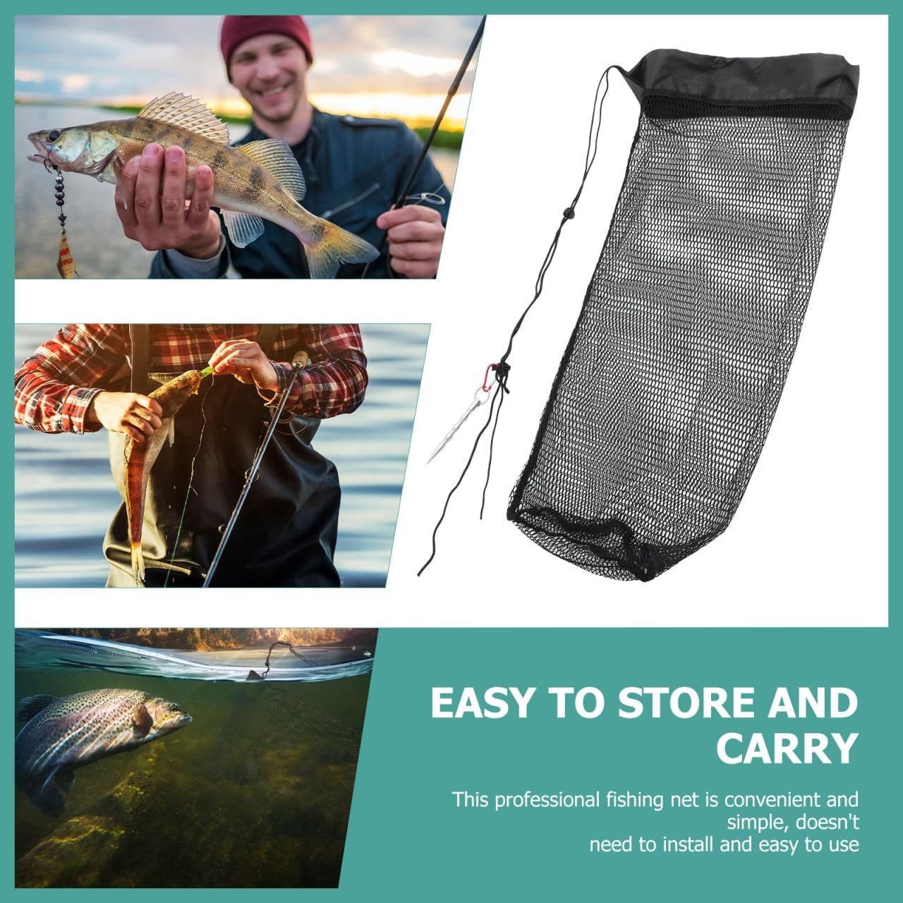 BESPORTBLE 1 Set Fishing Net Lightweight Fish Catching Basket Outdoor Fishing Net Fishing Bag Fishing Gear