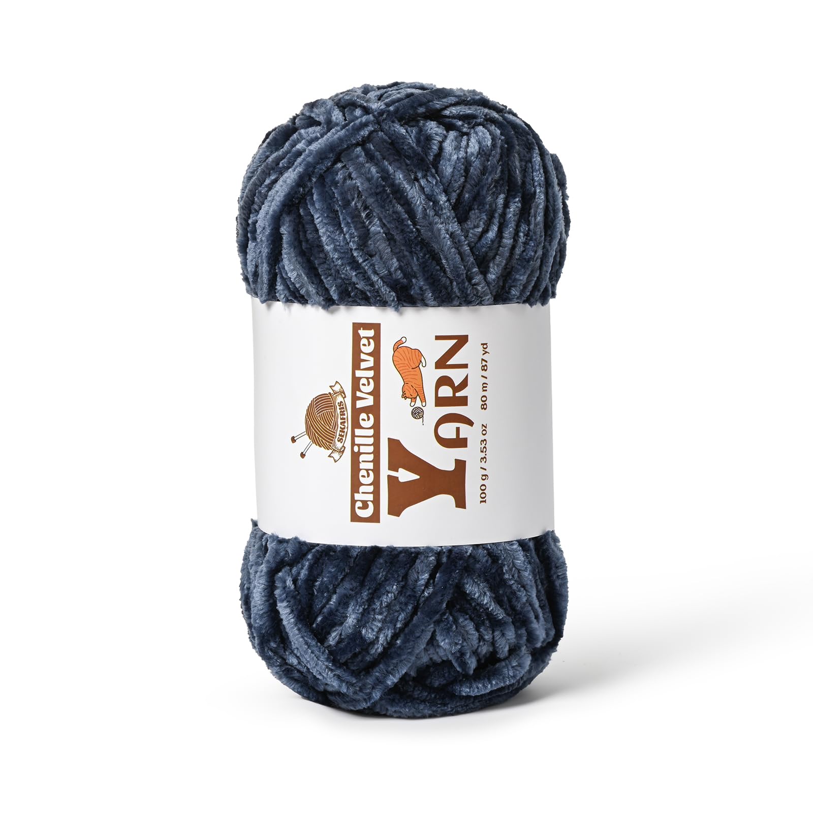 Chenille Crochet Navy Blue Yarn 1 Pack