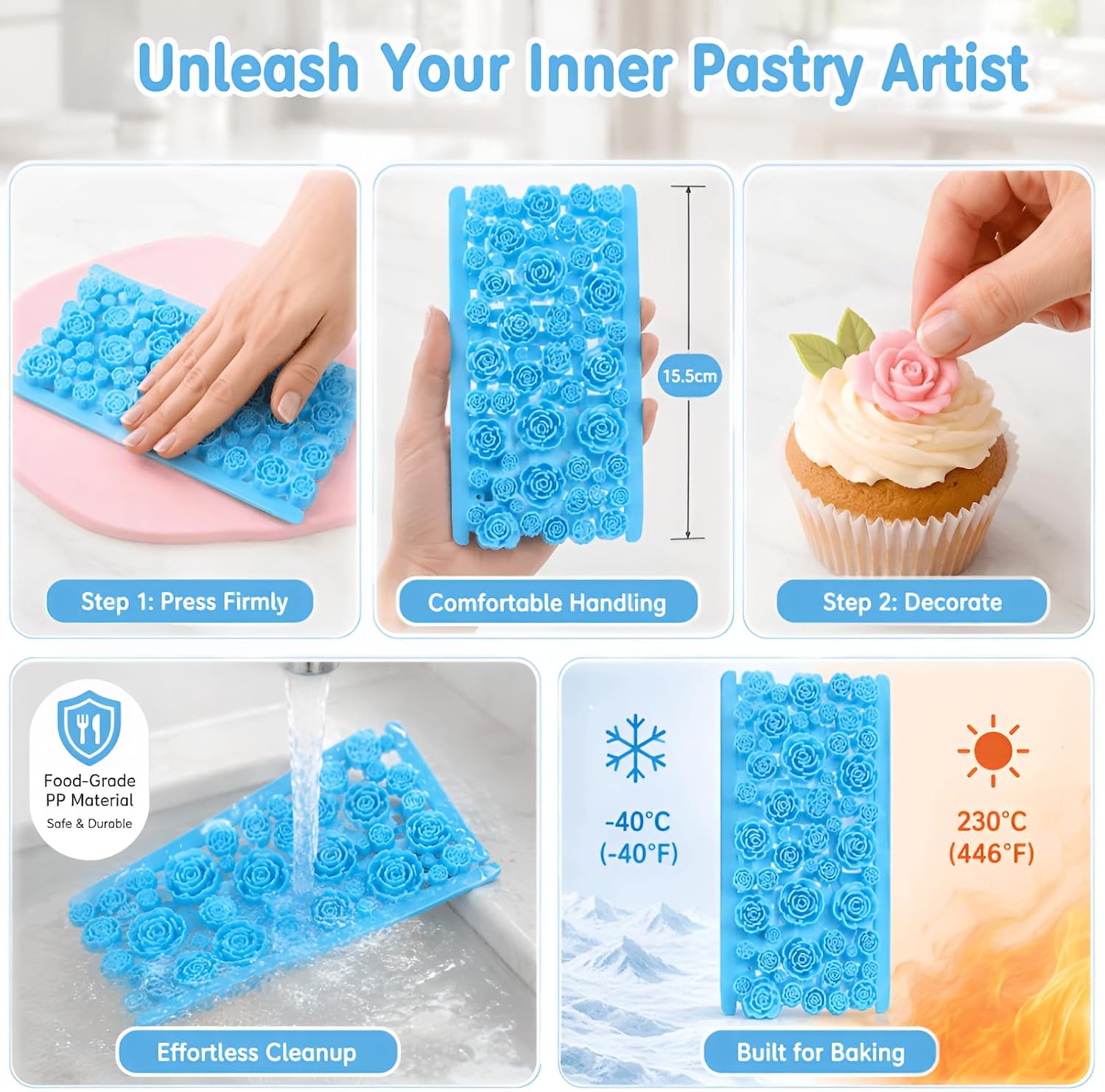 Fondant Cookies Embosser Mould, PP Cake Decorating Tool