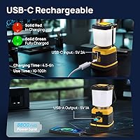 Vista 4 de Consciot C02 - Linterna LED para campamento, luces de campamento recargables USB-C, 1500 lm, 5 modos de luz, hasta 100 horas de tiempo