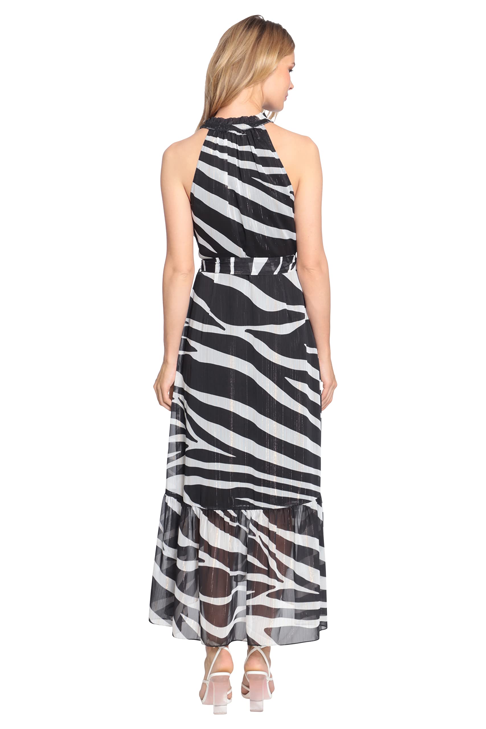 Snapklik.com : Donna Morgan Womens Ruffle Mick Neck Halter Maxi