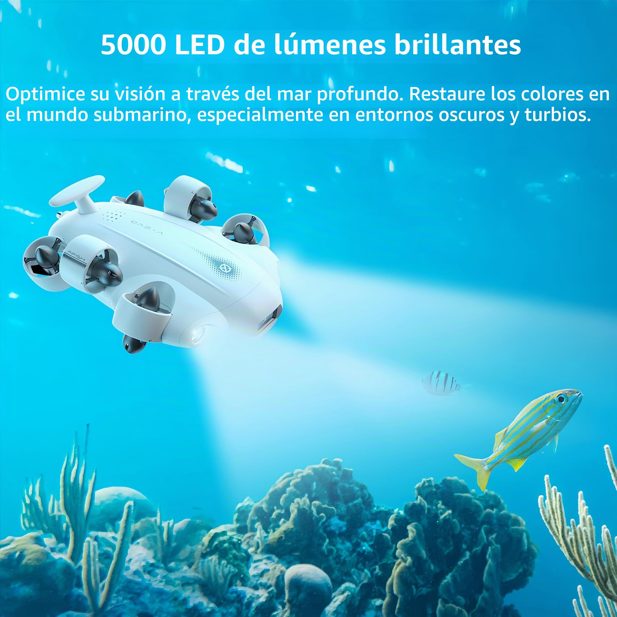 CAMOLECH FIFISH V-EVO 4K - Dron submarino con brazo robótico AI Vision Lock 360°, movimiento omnidireccional, 100 m, buceo bajo el agua ROV (juego estándar)