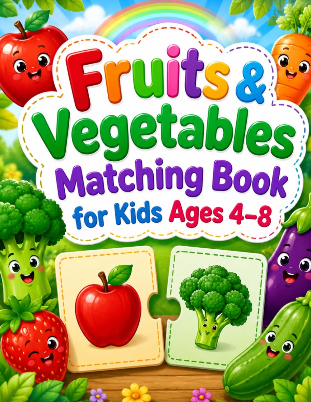 Fruits & Vegetables Matching Book for Kids Ages 4–8: An Interactive Early Learning Activity Book to Boost Focus and Visual Skills