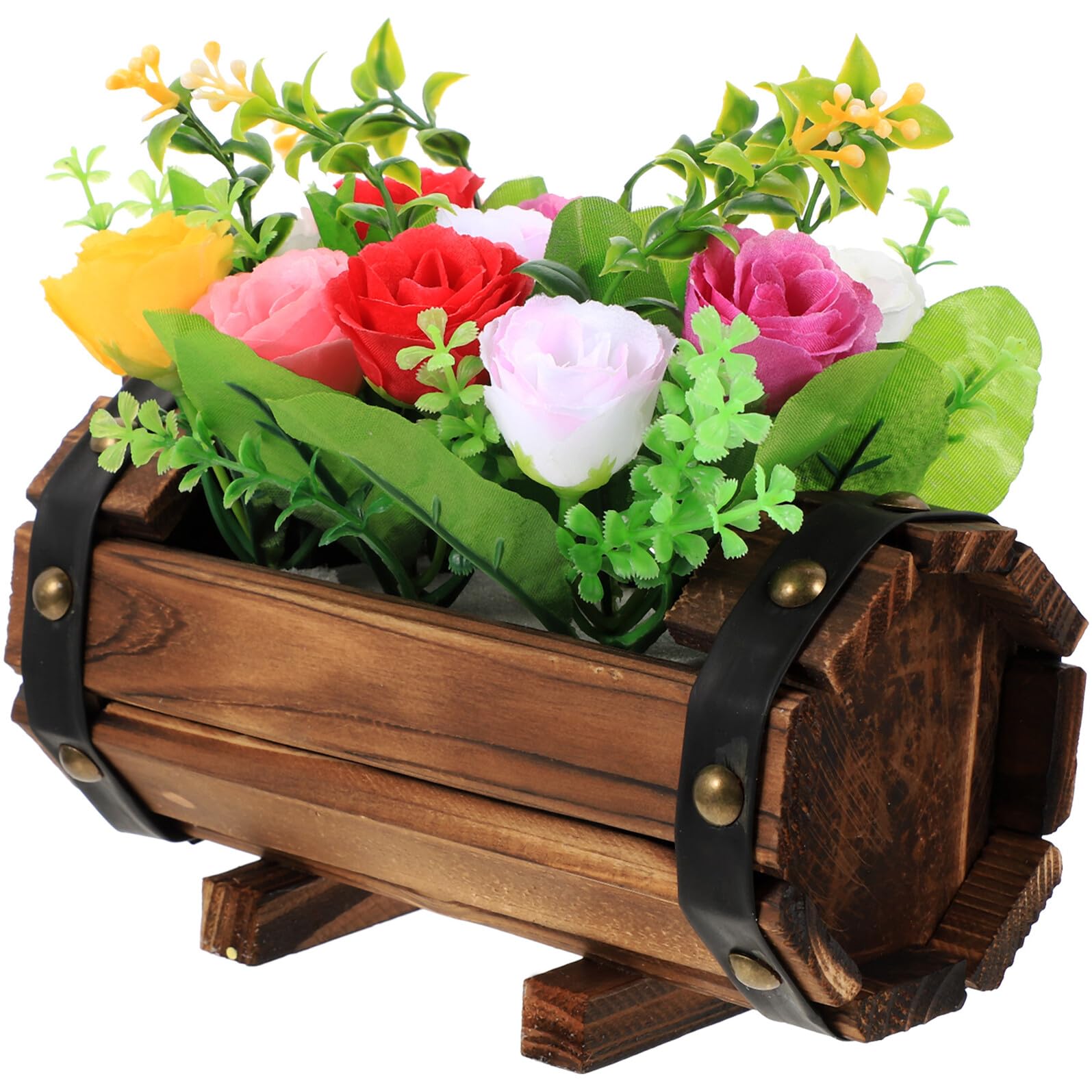 Fleurs artificielles pot en bois pour décoration mariage et maison sans entretien