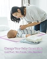 Vista 2 de Cambiadores desechables para bebé, paquete de 100 almohadillas desechables para bebé, ultra suaves, impermeables, cambiadores de pañales de 13 x 18
