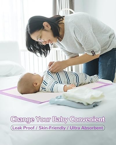 Miniatura 2 de Cambiadores desechables para bebé, paquete de 100 almohadillas desechables para bebé, ultra suaves, impermeables, cambiadores de pañales de 13 x 18