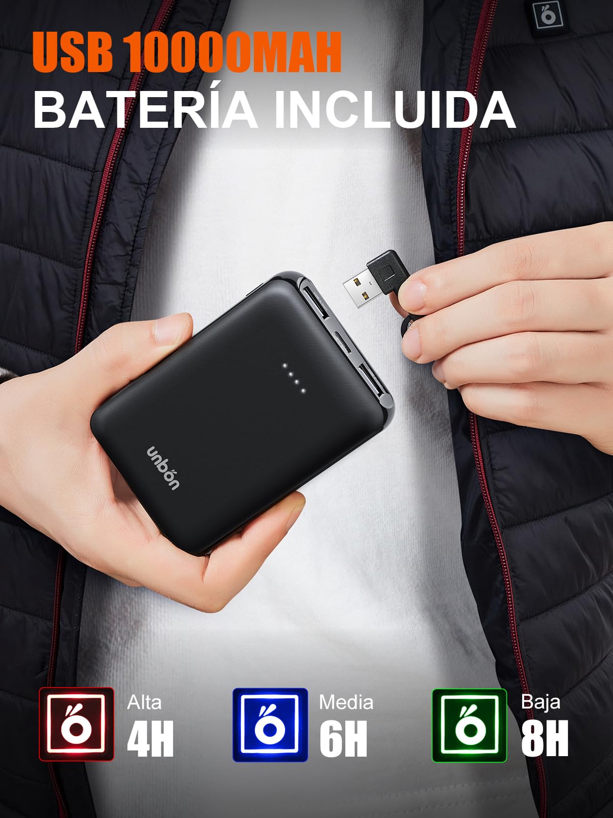 UNBON Chaleco Calefactable Mujer, Chaleco Calefactable con Batería USB 10000mAh, Chaleco Térmico Eléctrico Mujer con 3 Temperaturas 6 Zonas de Calor, Chalecos Calefactor para Moto Caza