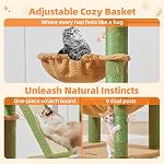 Taoqimiao Large Cat Tree, 58 Inch Cat Tower for Indoor Cats, Multi-Level Large Cat Condo with 8 Scratching Posts, Scratch Board for Cats, Cozy Hammock, 2 Pompoms, MSC026, Cactus