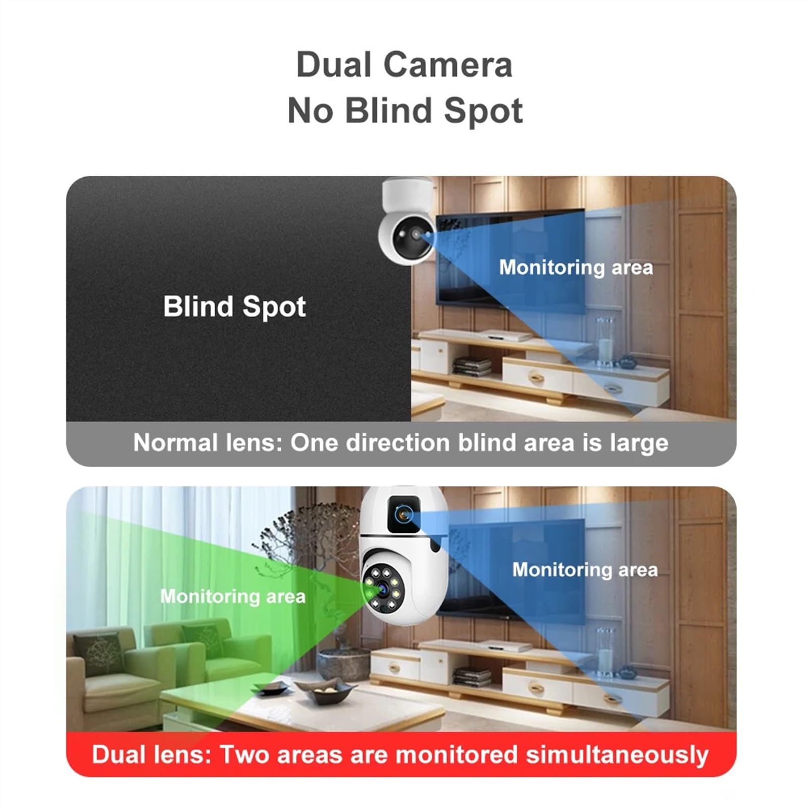 Telecamere di sicurezza, Telecamera Wi-Fi da 4MP Lampadina IP for interni a doppia lente con luce wireless Audio a 2 vie Tracciamento automatico AI Rilevamento umanoide di sicurezza PTZ(4MP Camera)