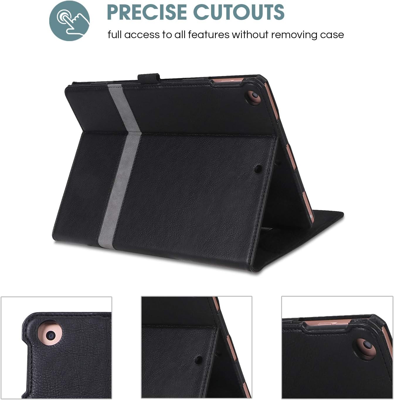 ProCase iPad 10.2 Case 2021 9th / 2020 8th / 2019 7th Generation iPad Case, Leather Stand Folio Cover Case with Multi-Angle Viewing and Pencil Holder for 10.2" iPad 9th Gen / 8th Gen / 7th Gen -Black