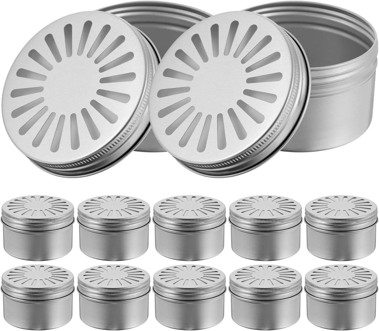 HOMSFOU 12pcs Aluminium Tin Empty Storage Containers with Hollow Lid