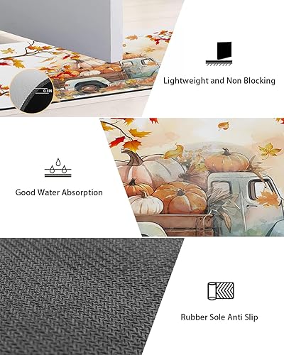Miniatura 3 de Tapete de baño de Acción de Gracias para bañera, antideslizante, de secado rápido y absorbente, de tierra de diatomeas, para fregadero de cocina,