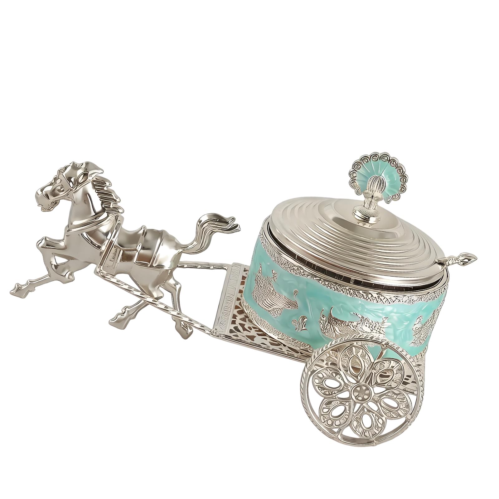 DSLKGWE Classical Alloy Carriage Sugar Canister with Carriage Design Ideal for Storing Condiment Seasonings in Modern Kitchens Embossing Seasoning Jar