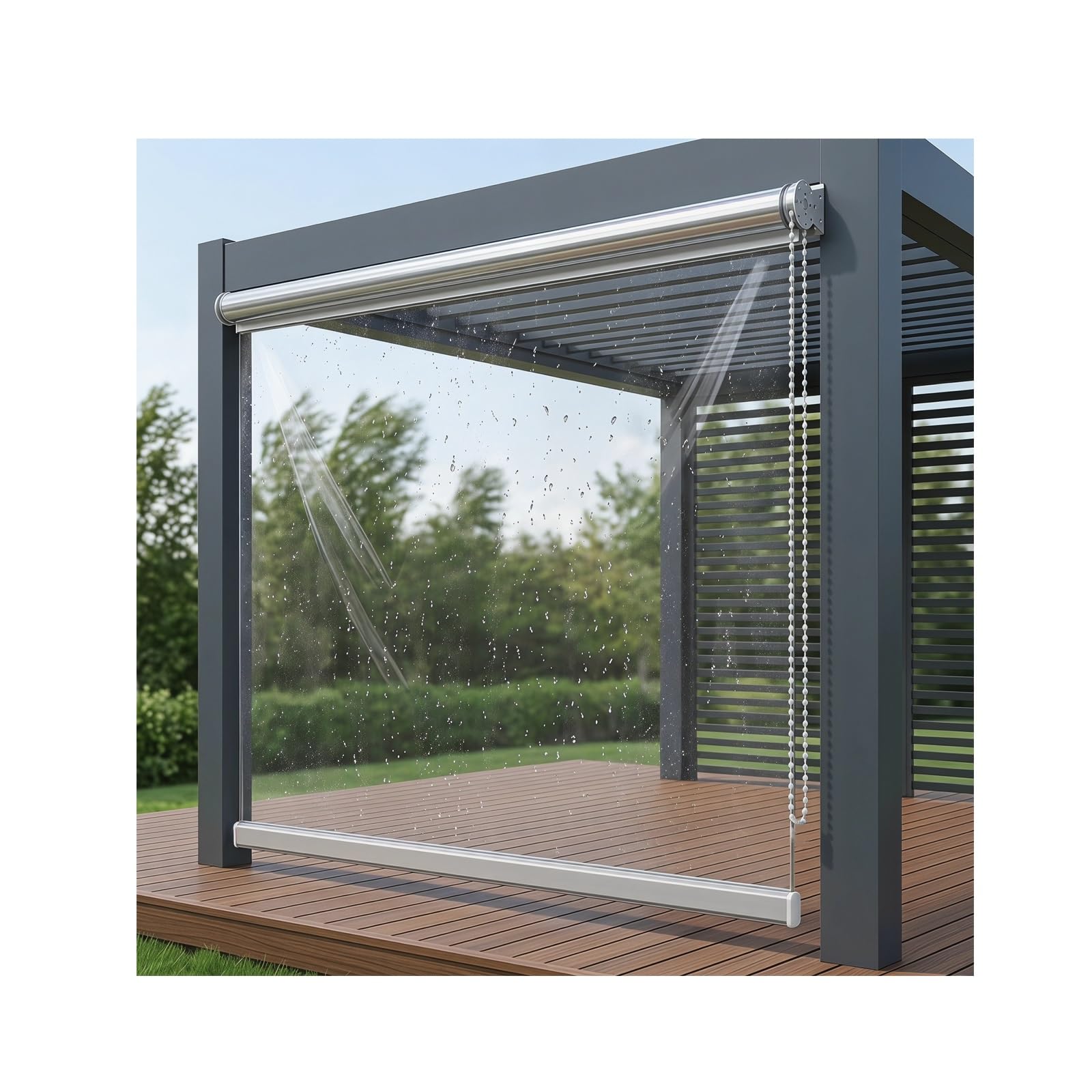 SHUDONGDEN Transparent PVC Roll Up Blinds, 0.5mm Thick,All Weather Protection Clear Roller Shutter for Indoor Outdoor Home Garden Hotel Office(W100*H220cm/W39.37*H86.61in)