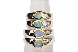 Gems Vibes Natural Australian Fire Opal Rings for Women Sterling Silver