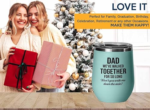 Miniatura 5 de Bride Proposal Teal Edition Vaso de vino de 12 onzas – Caminados juntos por tanto tiempo – Propuesta de regalo para papá, padrastro, abuelo, padre,