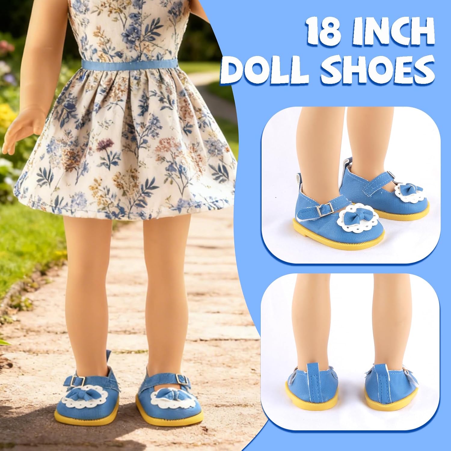 18 inch Doll Accessories, 5 Pairs of Doll Shoes+2 Pairs of Socks Fits for 18in American Doll Accessories
