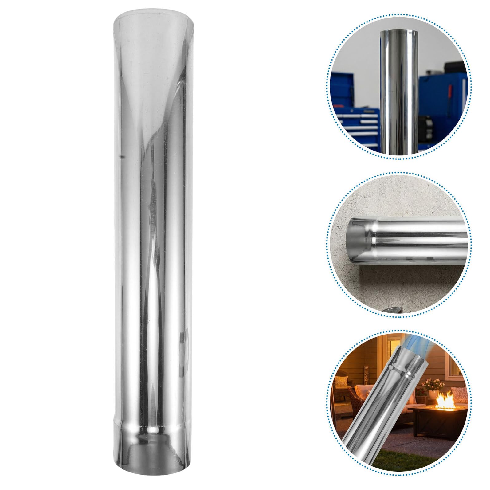 VICASKY 2pezzi Tubo Canna Fumaria Inox 17x3 Anticorrosione per Stufa a Legna Campeggio da Esterno