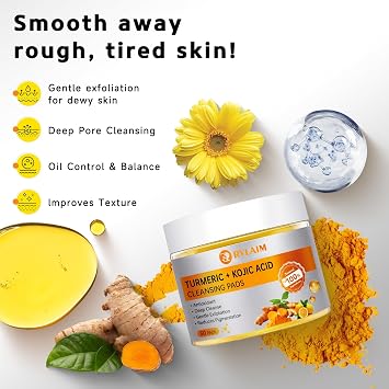 Kojic Acid and Turmeric Cleansing Pads for Exfoliation 50 PCS
