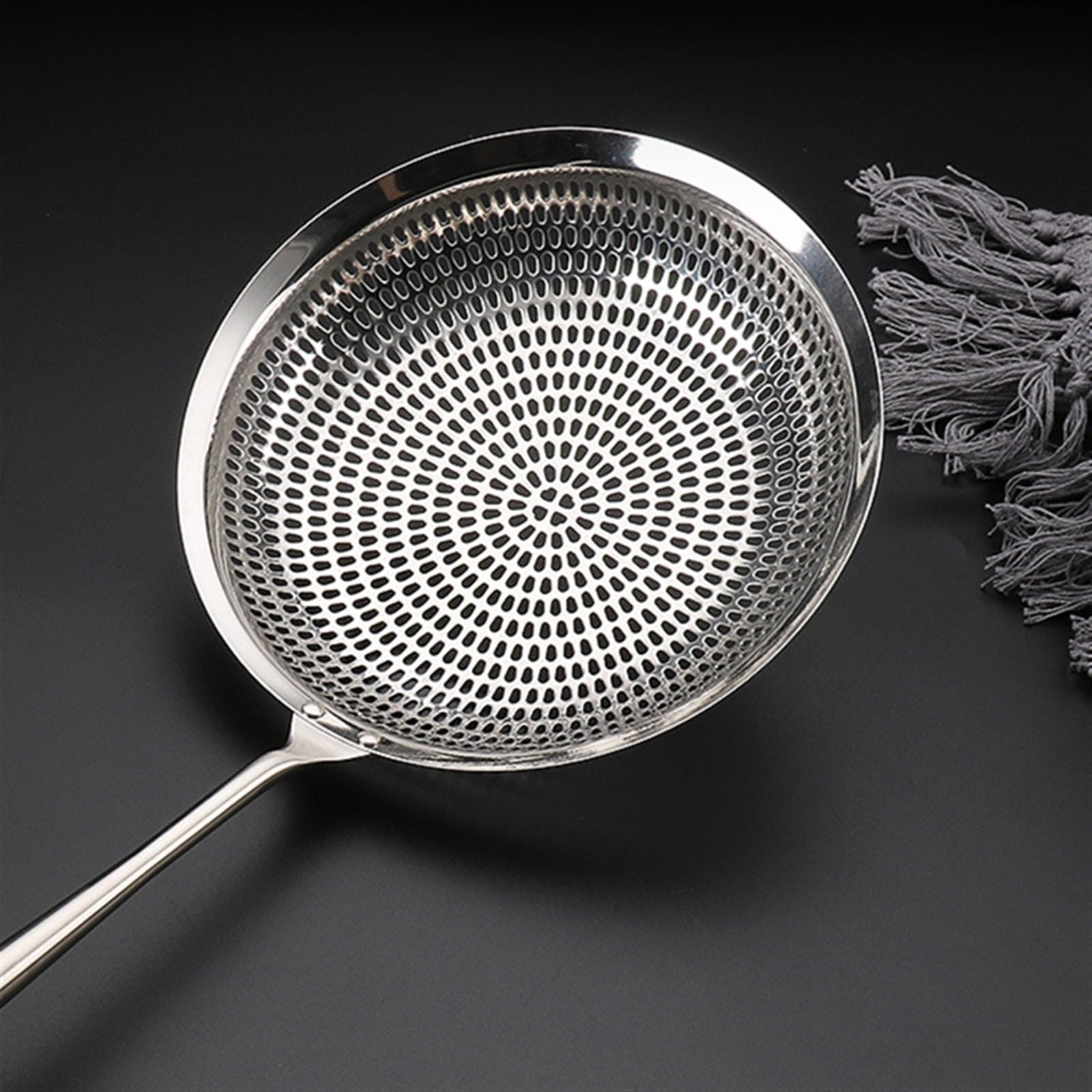 Colador Espumadera Cuchara Ranurada Inoxidable, Mango de madera Colador de acero inoxidable Pasta Colador de fideos Espumadera Cuchara Olla de aceite Filtro de alimentos Escurridor Utensilios de cocin