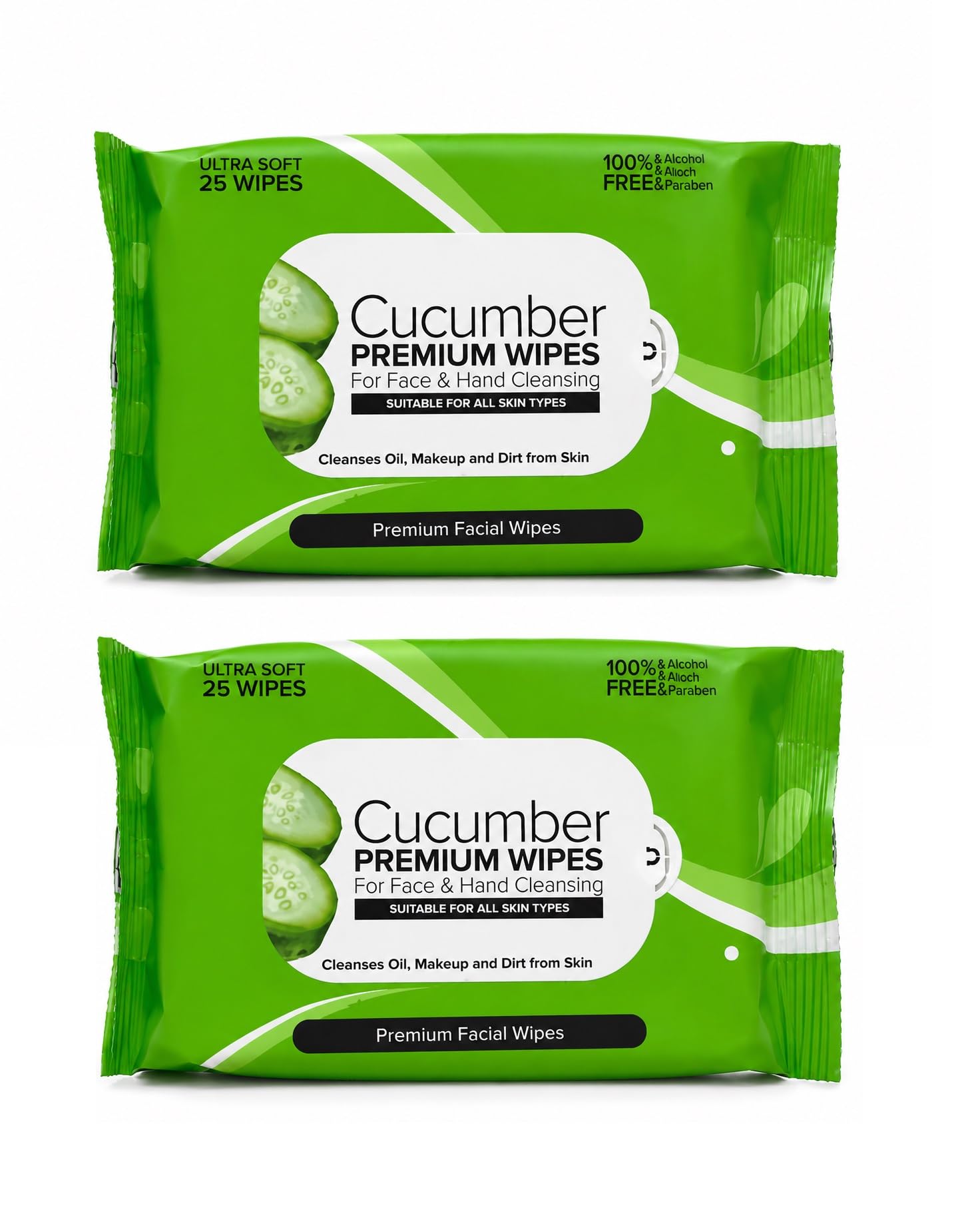 2 Cucumber Premium Facial Wipes for Face & Hand Cleansing | Ultra Soft Wet Wipes | Removes Makeup, Oil & Dirt | Alcohol Free, Paraben Free | Suitable for All Skin Types | 50 Wipes-picture-22