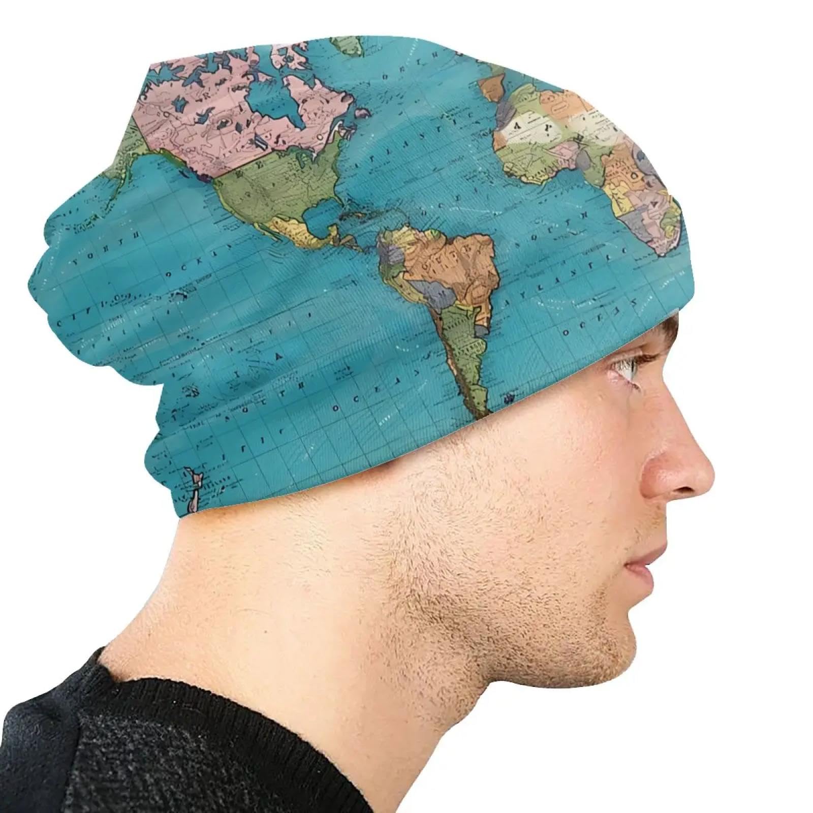 Czapki Czapki Skullies Czapki Beanie Czapka Na Zewnątrz Cienka Czapka Mężczyźni Kobiety Mapa Świata Skullies Czapki Narciarskie, Jak na zdjęciu, rozmiar uniwersalny