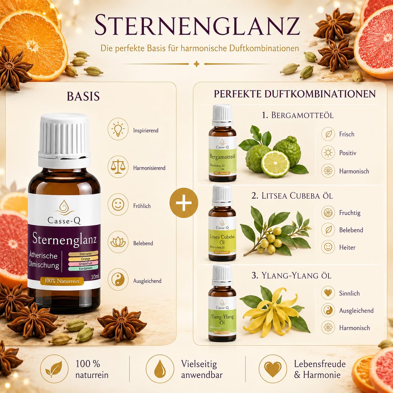 Starglanz 100 ml – Huile essentielle parfumée pour la joie, l'élégance et le parfum festif et épicé