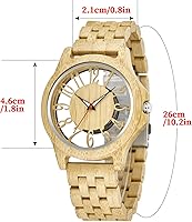 Vista 7 de Relojes de madera para hombre, reloj de cuarzo de madera de cebra ébano, cierre plegable, correa de madera, relojes de madera para hombre