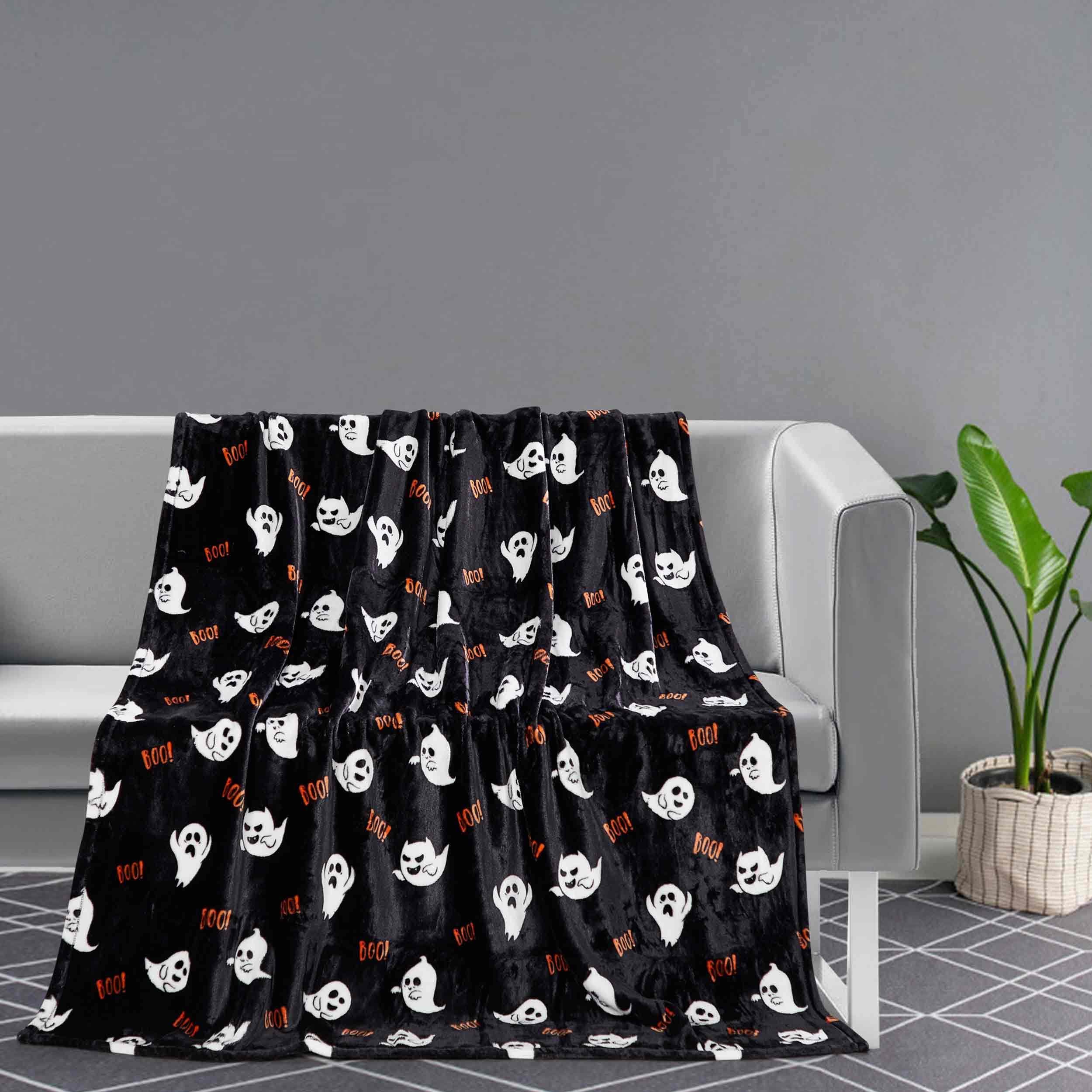 Photo 1 of 2 pack Thesis Halloween Blanket Fleece Throw Blanket – Soft Plush Printed Ghost Blanket Microfiber Oversized Throw Blanket 50x70 Inches 50x70 Inches Ghost