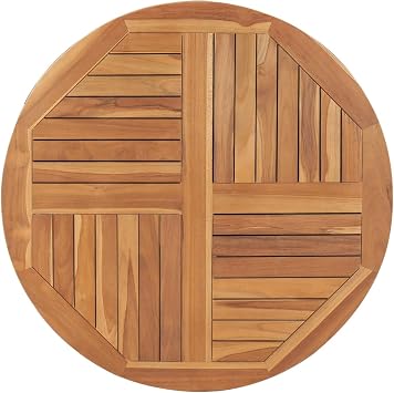 Tidyard Round Teak Wood Tabletop, 35.4 Inch Diameter Solid Teak Wood Dining Table Surface for Indoor and Outdoor Use