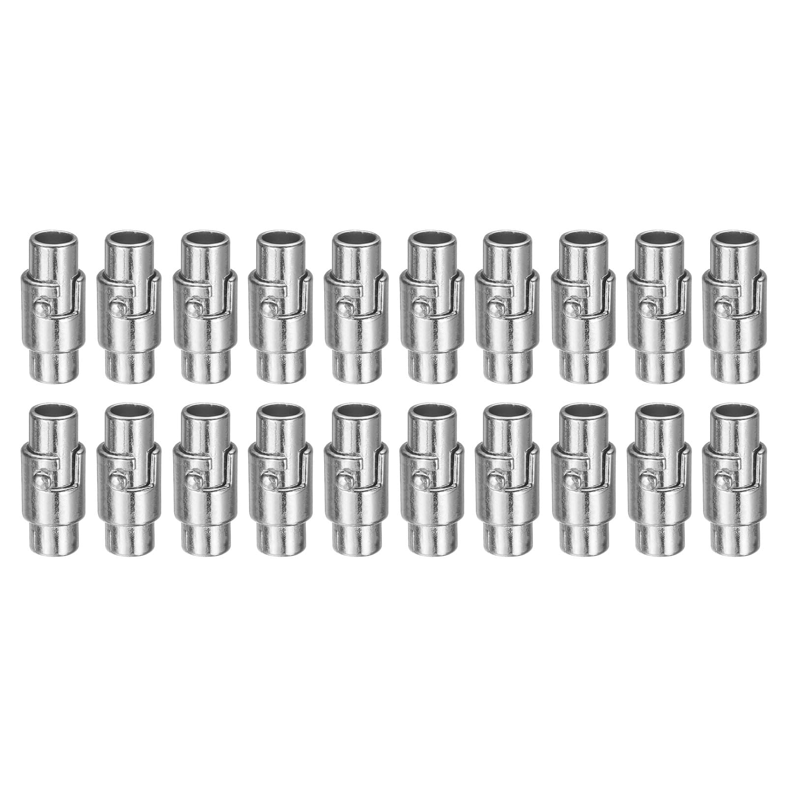 sourcing map 20pcs Leather Cord End Clasp 4mm Hole Magnetic Cord End Caps Closures Leather Bracelet Buckle for Jewelry Making DIY Supplies Crafts, Silver Tone — image 1