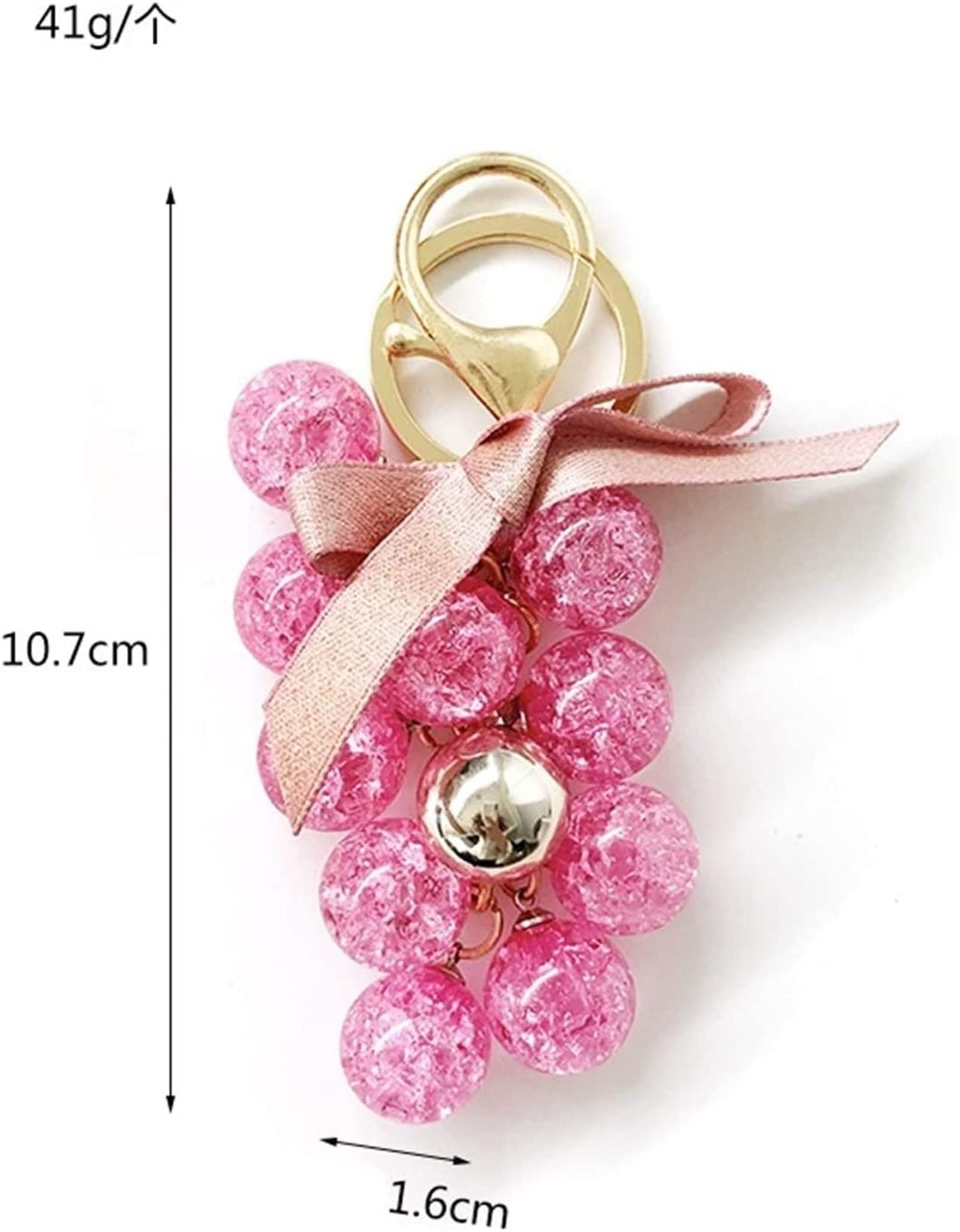 Llaveros Llavero de dibujos animados, lindo llavero de uva de cristal, cinta, joyería con lazo, colgante de bolso para niñas, llavero, cuentas redondas, accesorios de joyería, dibujos animados. (Col