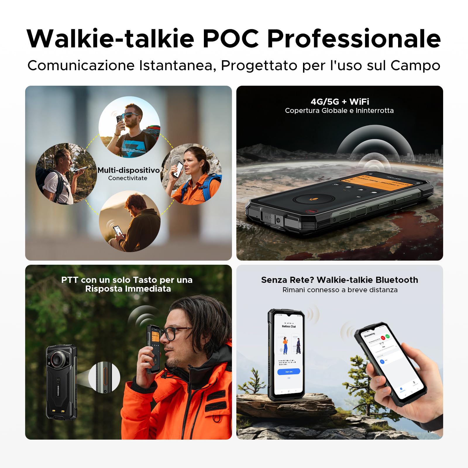 DOOGEE Fire 7 Ultra Rugged Smartphone 5G Andriod 15, 32GB+256GB, 13000mAh Telefono Indistruttibile, 64MP, Dimensity 6300 Octa Core/Bluetooth Walkie Talkie/POC/PTT/SOS/M6/125dB/3.5W Altoparlante-Grigio